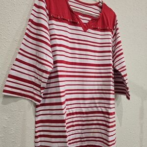 Blair Red and White Striped Loose-fitting Top